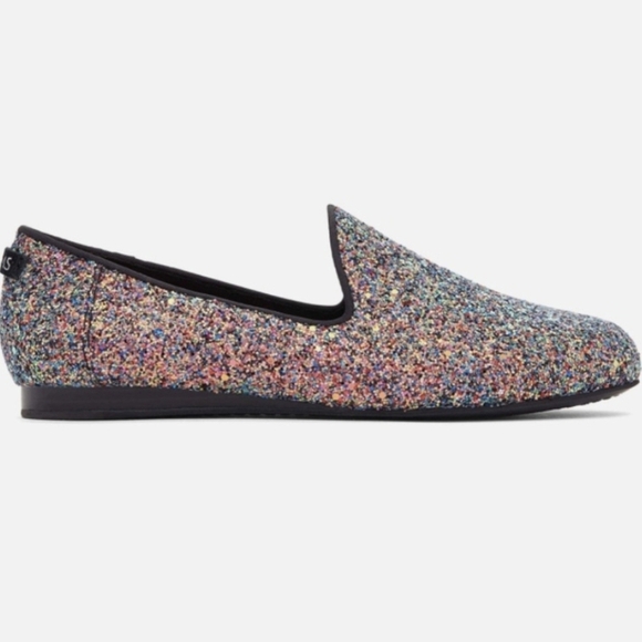 NWOB TOMS Darcy Glitter Flats Slipons Loafers Black Purple 7.5 - Picture 2 of 16